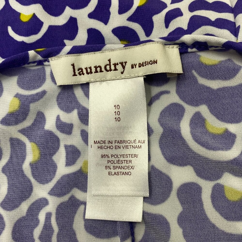 Laundry By Design Purple & White Wrap Dress 3/4 Sleeves Size10‎ - Picture 9 of 9